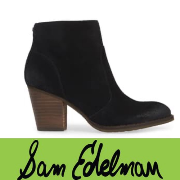 Sam Edelman Shoes - Sam Edelman Booties Suede Stacked Block Heel Mari
